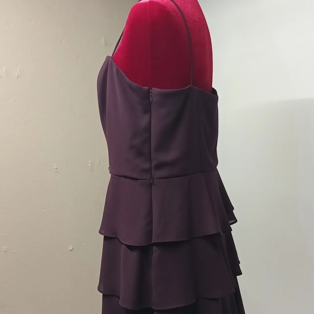 S.L.fashions Dress women's size 14|purple /plum tier ruffle Dress EUC. - Picture 5 of 13
